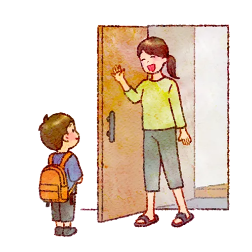 一時里親 子どもと寝る女性のイラスト