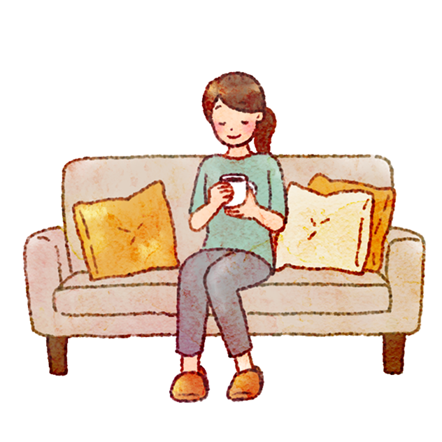 ソファで休む